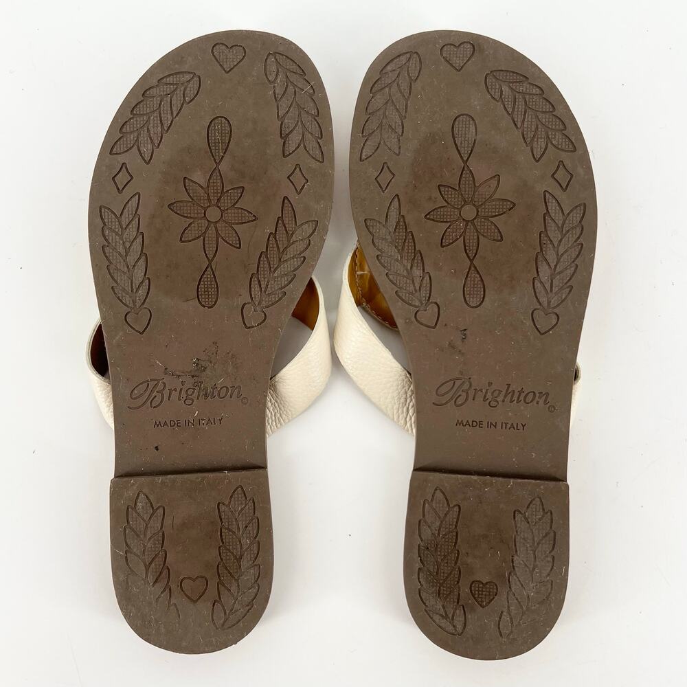 Brighton Alice white thong leather sandals 7.5 with box flip flop - Picture 4 of 9